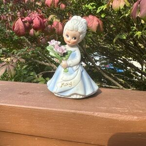Vintage Lefton ‘May’ birthday Figurine with Flowers